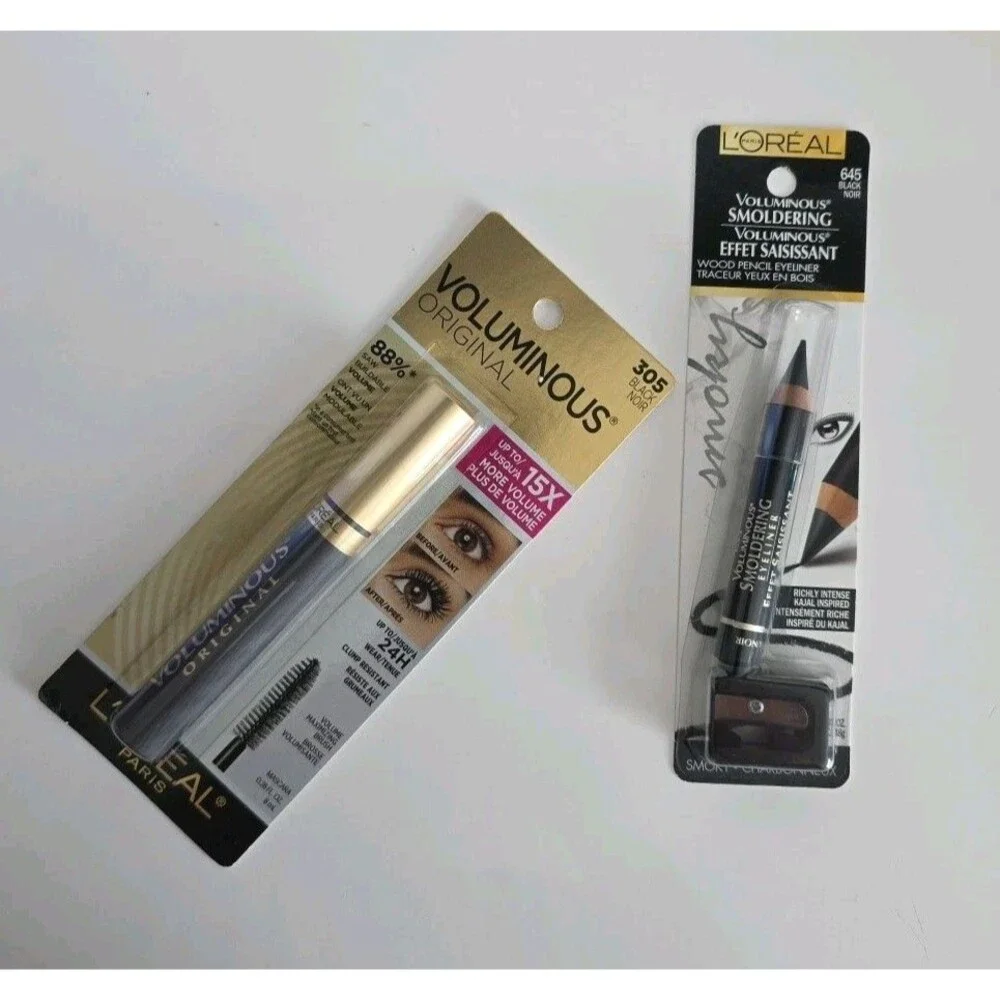 L’Oreal Voluminous Mascara 305 Black + Smoldering Eyeliner 645‎ Eye Duo Set New